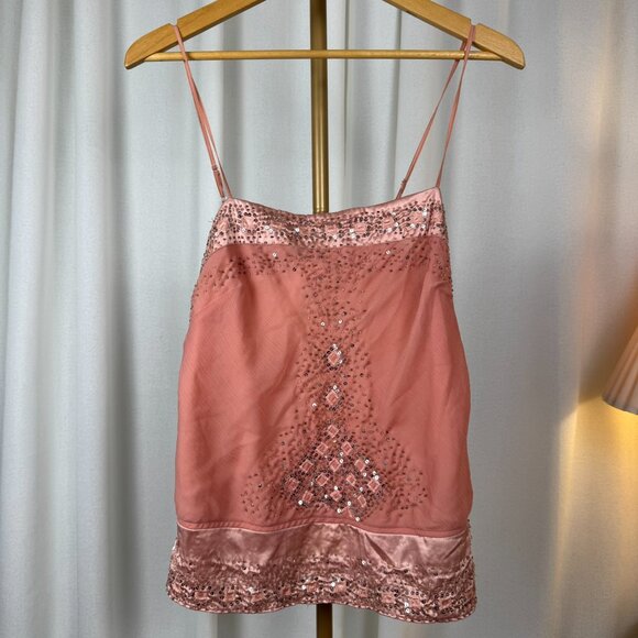 Vintage Y2K Le Château Pink Beaded Embellished Tank Top sz XL - Picture 8 of 10